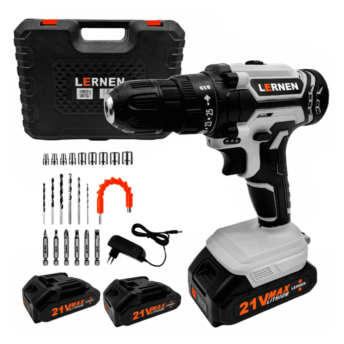 Kit Taladro Destornillador Gris Ina. LERNEN 21v + 2 Baterías